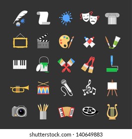 Set of colored art icons