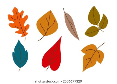 Set of colored autumn leaves