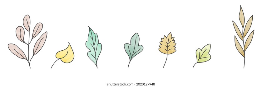 set of colored autumn plants for creative design. Scalable vector graphics
