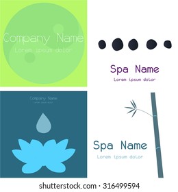 Set of colored background with text and spa icons