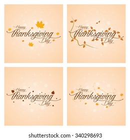 Set of colored background with text for thanksgiving day