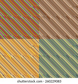 Set of colored backgrounds abstract seamless angled stripes