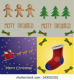 a set of colored backgrounds with different christmas items and text