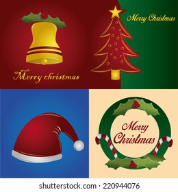 a set of colored backgrounds with different elements for christmas