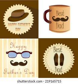 a set of colored backgrounds with different objects for father's day