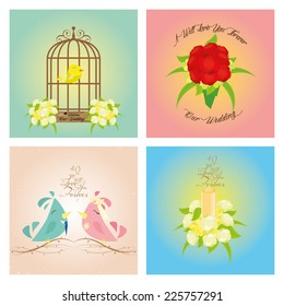 a set of colored backgrounds with different wedding related elements