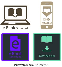 Set of colored backgrounds with e-book icons. Vector illustration