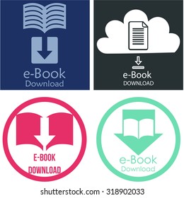 Set of colored backgrounds with e-book icons. Vector illustration