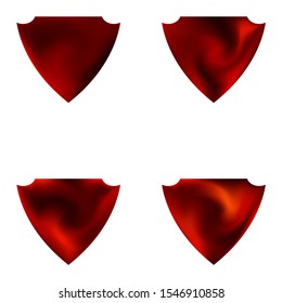 Set of colored backgrounds in the form of a shield.  Trendy soft color effect. Red eco fluid templates for your poster, presentation, invitation, brochure or cards.