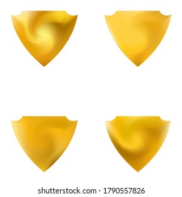 Set of colored backgrounds in the form of a shield. Trendy soft color form. Concentric style of 80th. Yellow eco fluid templates for your poster, presentation, invitation, brochure or cards.