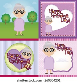 a set of colored backgrounds with grandmothers and text