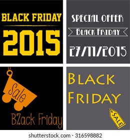 Set of colored backgrounds with text for black friday