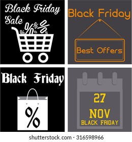 Set of colored backgrounds with text for black friday