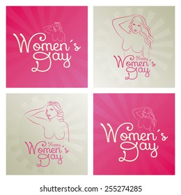 a set of colored backgrounds with text and bodies of different women
