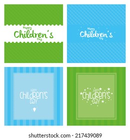 a set of colored backgrounds with text for children's day