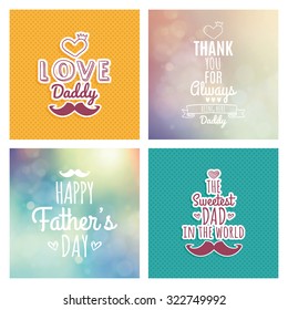 Set of colored backgrounds with text for father's day