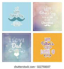Set of colored backgrounds with text for father's day