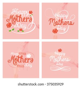 Set of colored backgrounds with text and flowers for mother's day