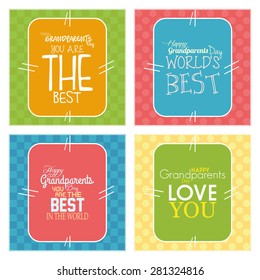 Set of colored backgrounds with text for grandparents' day. Vector illustration