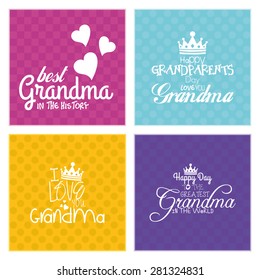 Set of colored backgrounds with text for grandparents' day. Vector illustration