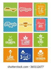 Set of colored backgrounds with text for grandparents' day. Vector illustration
