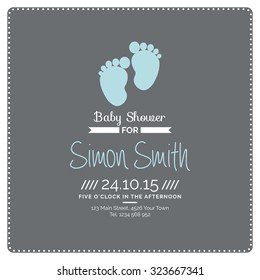 Set of colored backgrounds with text and icons for baby showers