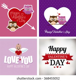 Set of colored backgrounds with text for valentine's day