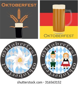 Set of colored backgrounds with traditional elements for oktoberfest