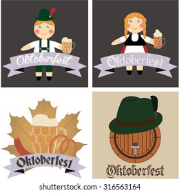 Set of colored backgrounds with traditional elements for oktoberfest