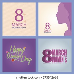 Set of colored backgrounds for women's day. Vector illustration