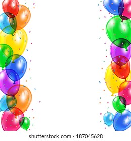 Set of colored balloons flying on white background, illustration.