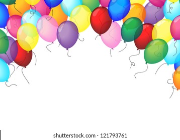 Set of colored balloons, frame composition with space for your text