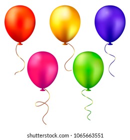 Set of colored balloons isolated on white. Vector illustration
