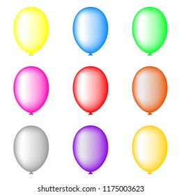 Set of Colored Balloons isolated on white background. Vector Illustration for Your Design, Web.