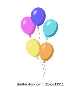 Un conjunto de globos de colores aislados en un fondo blanco. Bolas rosadas, azules, turquesas, amarillas, naranjas. ILUSTRACIÓN VECTOR PARA TEXTILES.DISEÑOS FESTIVOS.