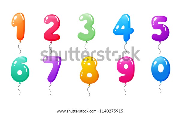 Set Colored Balloons Numbers Decoration Happy Stock Vector (Royalty ...