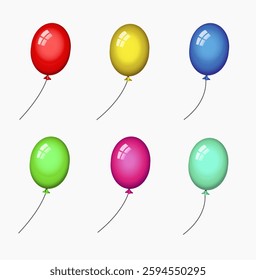 Set of colored balloons on a white background. Vector art illustration