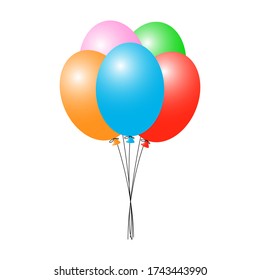 Set of colored balloons in one bunch. Holiday accessory.