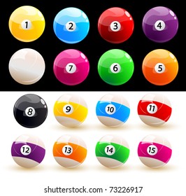 Set of colored balls billiard