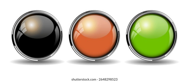 Conjunto de bolas de colores, colección de bolas de vidrio de colores 3D, brillante y brillante, Ilustración vectorial de colores. eps 10