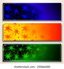 Set of colored banners with stars