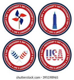 Set of colored banners with text elements and for president's day