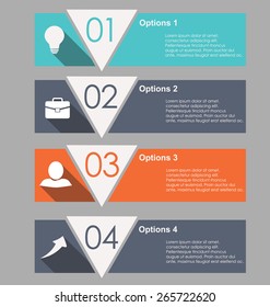 Set of colored banners for web design, with icons for business theme. Flat style
