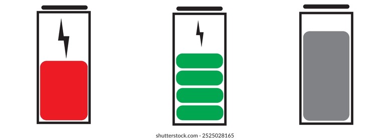 Set of colored battery charge level indicator in percent - vector design eps 10 