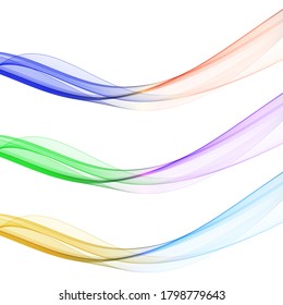 Set of colored beautiful waves. Abstract background. Layout for advertising. Banner