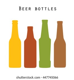 Set of colored beer bottles