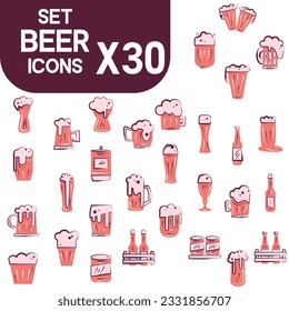Set of colored beer icons Vector