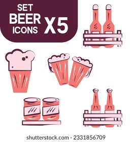 Set of colored beer icons Vector