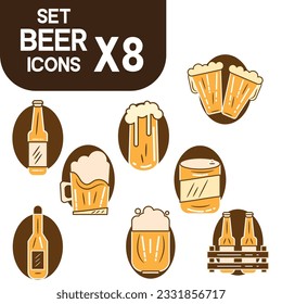 Set of colored beer icons Vector