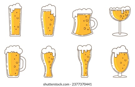 Set of colored beer icons Vector